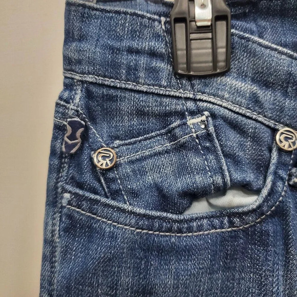 Rock & Republic Kasandra Women's Vintage Blue Rinse Gemstone Bootcut Jeans 27 - Picture 3 of 12